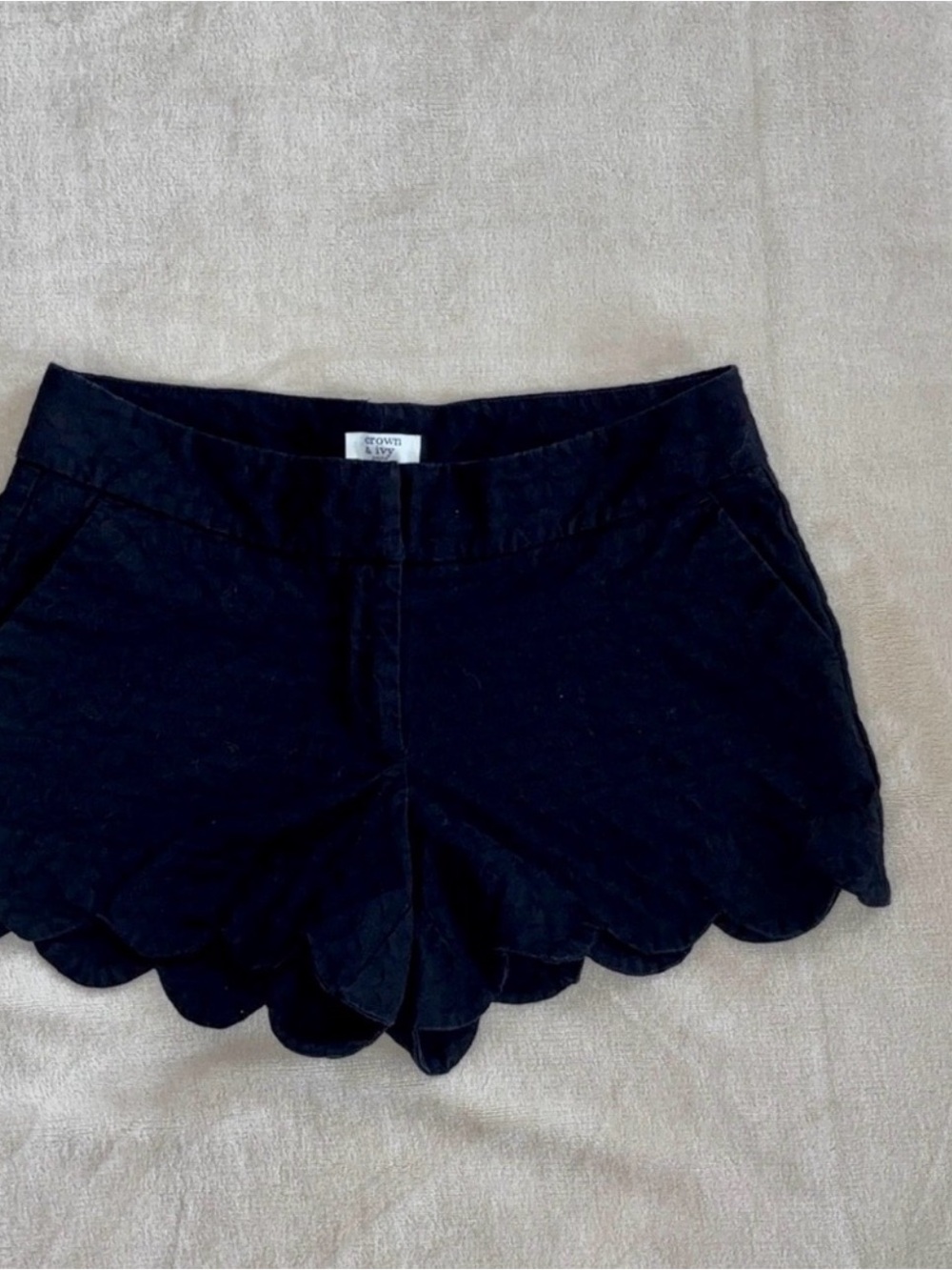 Crown & Ivy Black  Scalloped Women Shorts